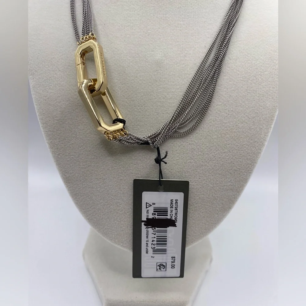 ALLSAINTS Carabiner Multi Chain Collar Necklace, 15" NWT - Picture 8 of 8